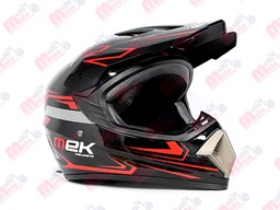 [AC1C-B360-101] Cross Helmet Glossy Black Decal Red
